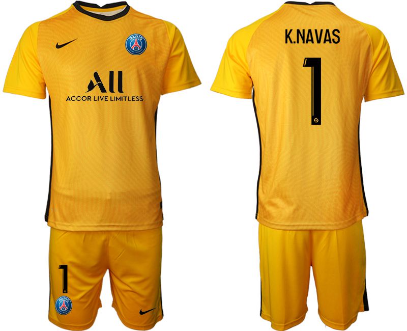 Men 2020-2021 club Paris St German yellow goalkeeper #1 Soccer Jerseys